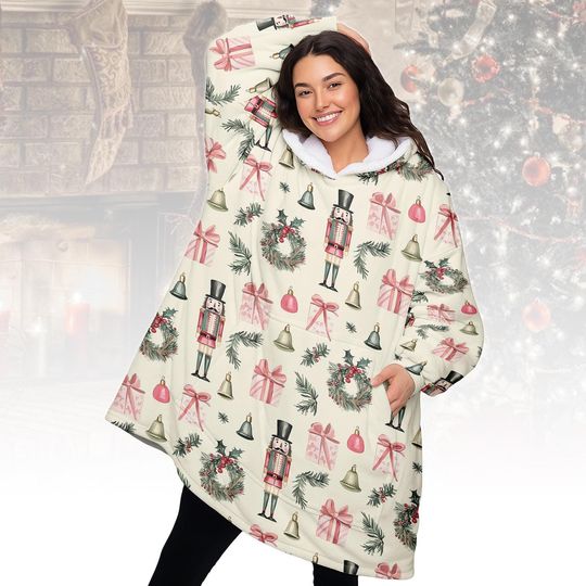 Discover Nutcracker Christmas Blanket Hoodie, Cute Nutcracker Tree Hoodie Blanket, Women Christmas Hoodie, Cute Holiday Season Shirt, Xmas Gift