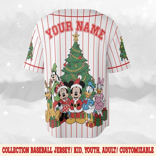 Discover Personalized All Characters Santa Disney Christmas Baseball Jersey, Mickey's Very Merry Christmas 2025, Mickey & Friends Kids Adult BZK203