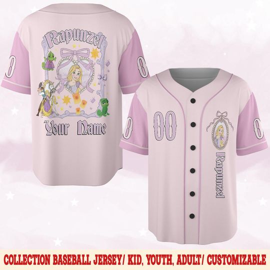 Discover Custom Disney Tangled Rapunzel Baseball Jersey, Disney Princess Jersey Shirt, Disney Baseball Shirt, Magic Kingdom Shirt, Disneyland NGPH09