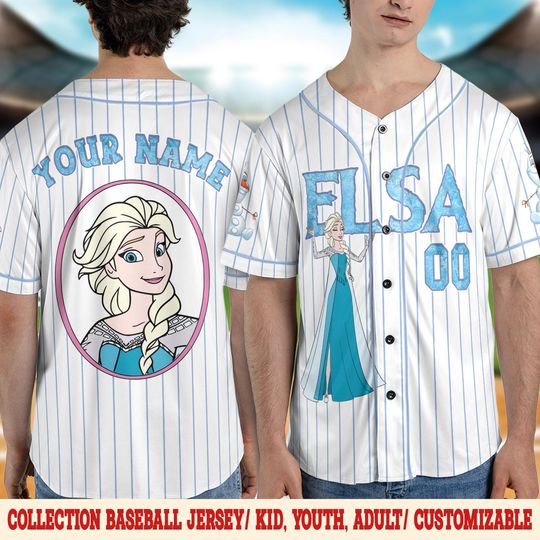Discover Personalized Disney Princess Elsa Baseball Jersey, Custom Princess Disney Jersey For Kids, Birthday Gift, 2025 Disney Trip C1FF08