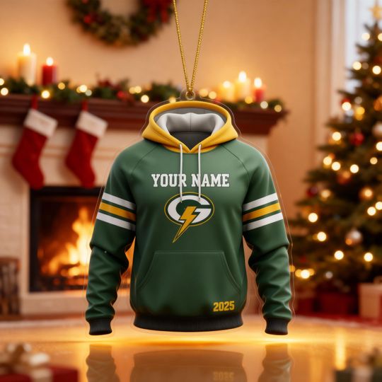 Discover Personalized Football Hoodie Ornament  Green Bay Team Keepsake