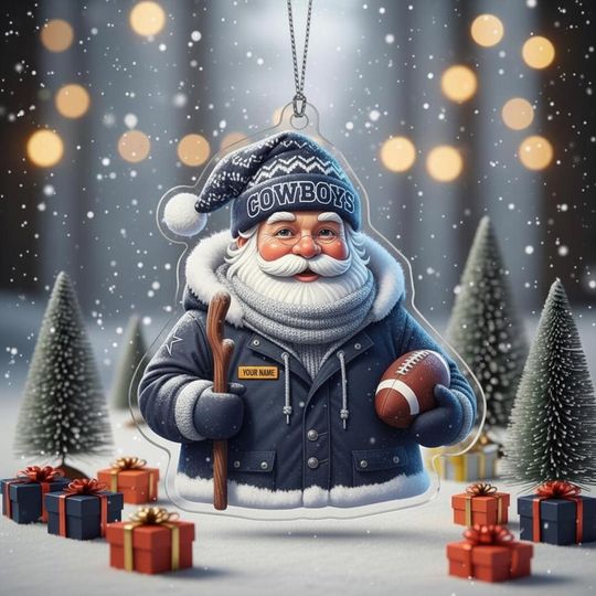Discover Santa Claus Cowboys Ornament  Acrylic Christmas Decoration for Football Fans
