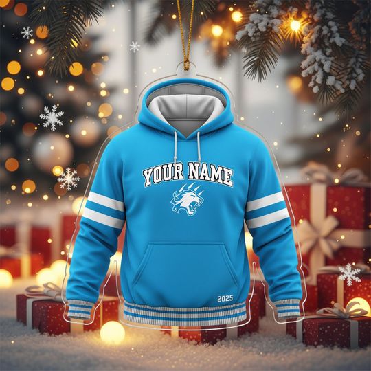 Discover Personalized Detroit Football Hoodie Ornament 2025  Custom Name Acrylic Christmas Gift for Football Fans