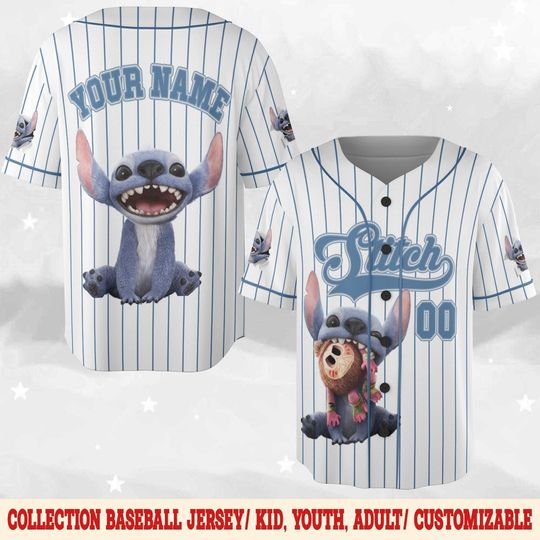 Discover Custom Disney Lilo and Stitch Stitch Baseball Jersey, Gift for Kids, Disney Birthday Gift, Gift For Baseball Fans BZHE05