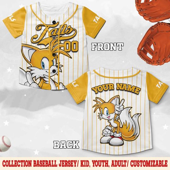 Discover Custom Sonic The Hedgehog Baseball Jersey, Personalized Number & Name Sonic Jersey, Sonic party jersey, Birthday gift for Kids BZHE04-5