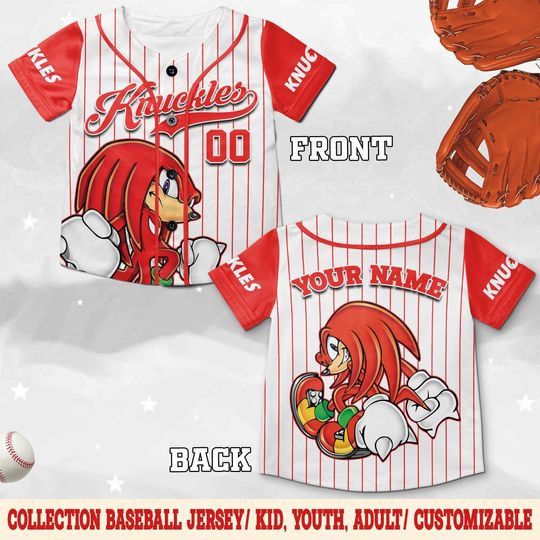Discover Custom Sonic The Hedgehog Baseball Jersey, Personalized Number & Name Sonic Jersey, Sonic party jersey, Birthday gift for Kids BZHE04-4