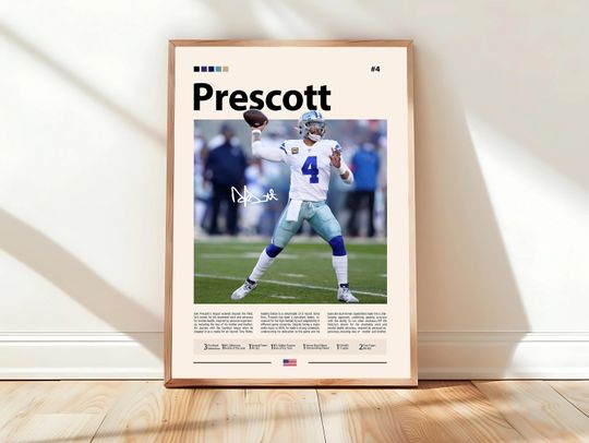 Discover Dak Prescott Poster, Dallas Cowboys Print, football Poster, Sports Poster, football Fans, Football Poster, football Wall Art, Sports Bedroom Posters
