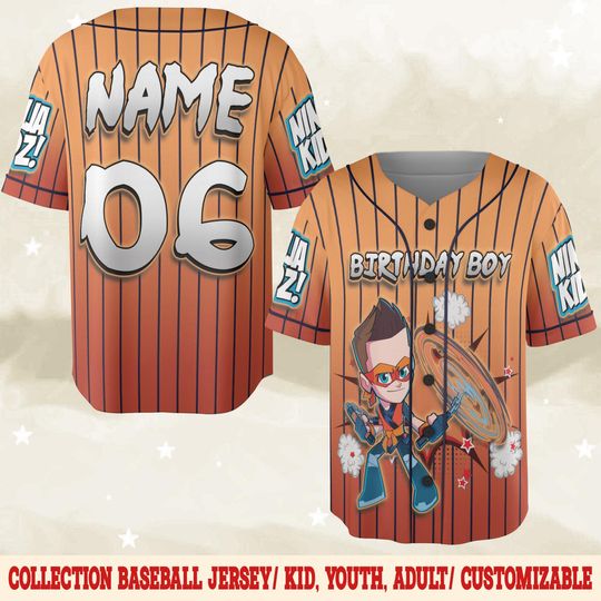 Discover Custom Payton Ninja Kids Baseball Jersey, Personalized Ninja Kids Baseball Jersey, Ninja Kids Birthday Party Jersey, Birthday Gift NGSF13