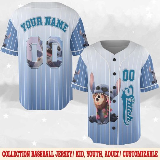 Discover Custom Disney Lilo and Stitch Stitch Baseball Jersey, Gift for Kids, Disney Birthday Gift, Gift For Baseball Fans BZHE03