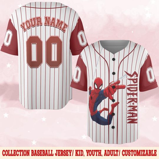 Discover Personalized Spiderman Baseball Jersey, Custom Spidey Baseball Jersey Kids, Youth, Adult, Spiderman Birthday Boy Jersey, Family Shirt BZHE01
