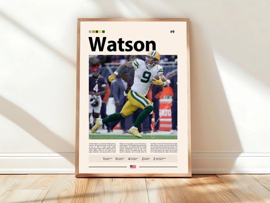 Discover Christian Watson Poster, Green Bay Packers Print, football Poster, Sports Poster, Football Poster, football Wall Art, Sports Bedroom Posters