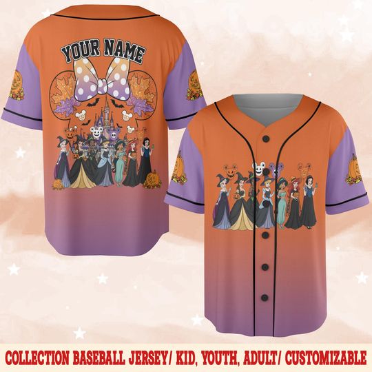 Discover Personalized Disney Princess Halloween Baseball Jersey, Trick or Treat Cinde Rapunzel Disney Girl Trip Kid Youth Adult Baseball D2JJ15