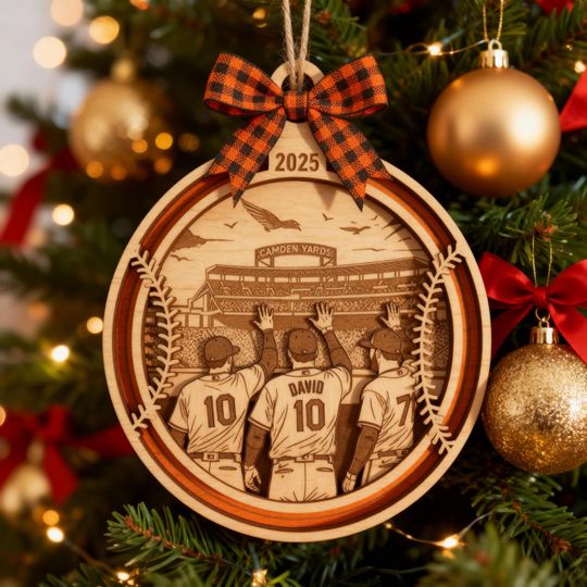 Discover Personalized Baseball Wooden Ornament 2025: Laser Engraved Baltimore Fan Gift