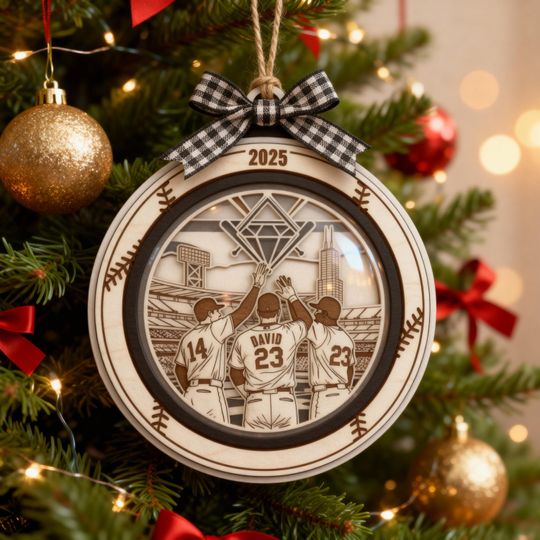 Discover Personalized Chicago Baseball Ornament  Laser Engraved Wooden Christmas Gift
