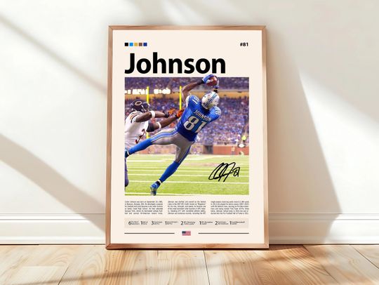 Discover Calvin Johnson Poster, Detroit Lions Print, football Poster, Sports Poster, football Fans, Football Poster, football Wall Art, Sports Bedroom Posters