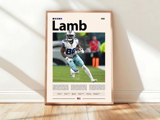 Discover CeeDee Lamb Poster, Dallas Cowboys Print, football Poster, Sports Poster, Football Poster, football Wall Art, Sports Bedroom Posters