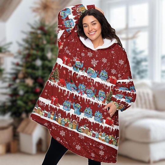 Discover Blue Tiger Christmas Hoodie Blanket, Demon Hunter Oversized Hoodie, Cozy Demon Tiger Blanket, Xmas Gift for Men Women