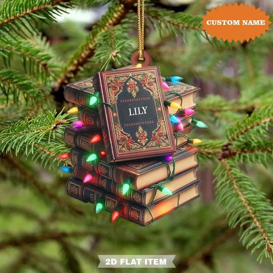 Discover Personalized Vintage Books Acrylic Ornament: Custom Christmas Gift