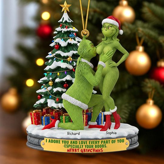 Discover Personalized Green Monster Acrylic Ornament - Romantic Couples Gift