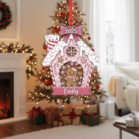Discover Personalized Gingerbread House Ornament 2025: Custom Name Candy Christmas Decoration