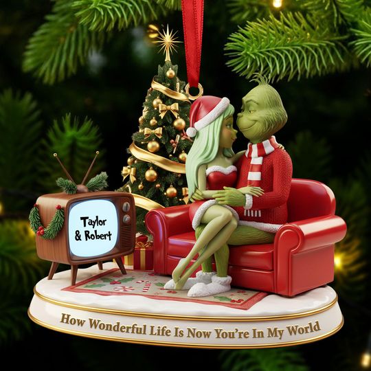 Personalized Green Monster Acrylic Ornament - Romantic funny character Couples Gift