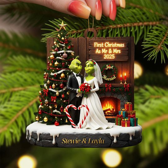 Personalized Newlywed Acrylic Ornament - Custom First Christmas Gift for Married Couple