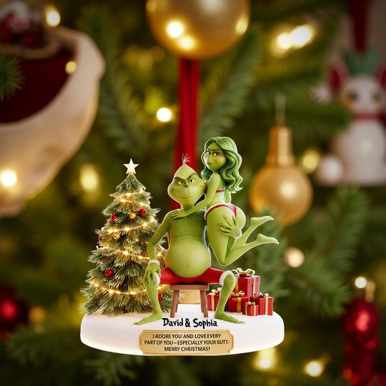 Discover Mischievous funny character Green Monster Ornament - Personalized Gift for Couples