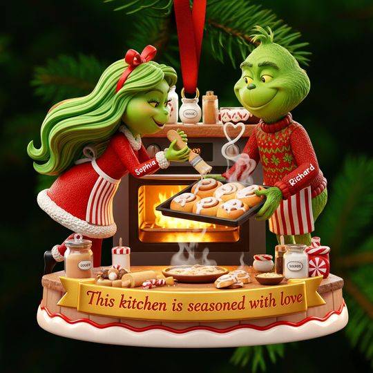 Discover Personalized Baking Couple funny character Christmas Ornament, Kitchen Gift
