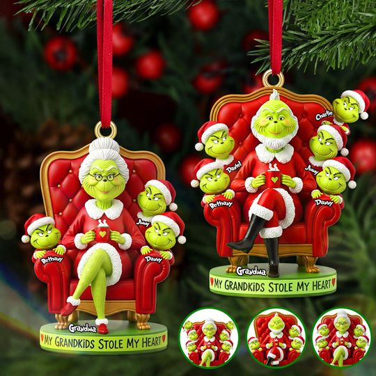 Discover Green Monster My Grandkids Stole My Heart Acrylic Ornament - Personalized Christmas Gift For Grandparents