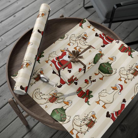 Discover Silly Goose Wrapping Paper, Christmas Holiday, Festive Gift Wrap