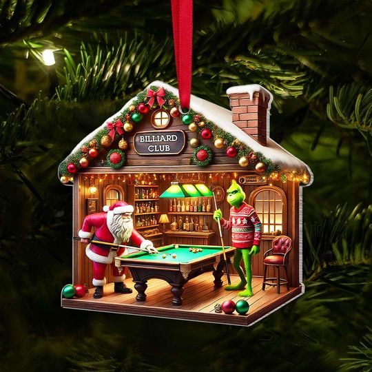 Discover Personalized Billiard House Christmas Ornament, Funny Santa & funny character, Custom Pool Hall Gift