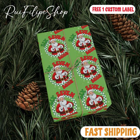 Funny 67 Christmas Wrapping Paper, Six Seven Santa Claus Bruh Wrapping Paper, 6 7 Trendy Wrapping Paper, Xmas Six Seven Christmas Gift