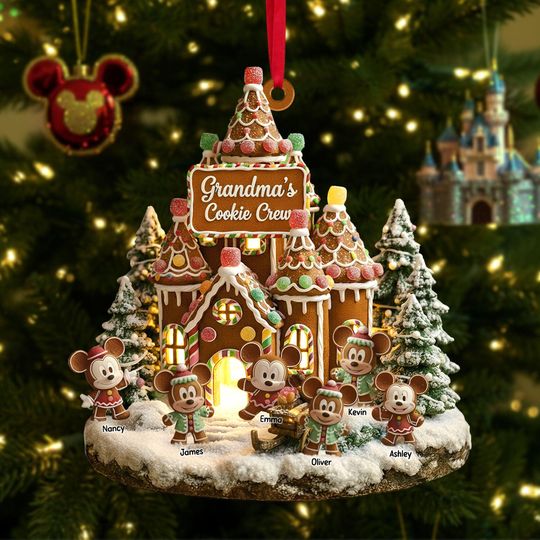 Grandma's Cookie Crew Acrylic Ornament, Personalized Family Christmas Gift