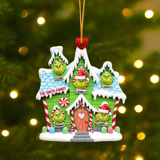 Discover Personalized Green Monster Family Acrylic Christmas Ornament