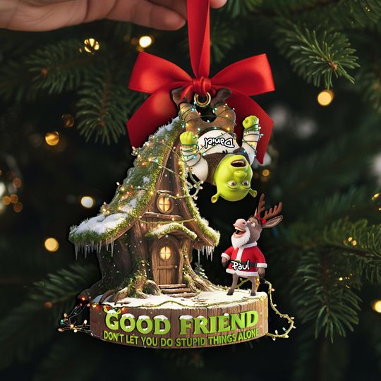 Shrek Besties Acrylic Ornament, Personalized Christmas Gift