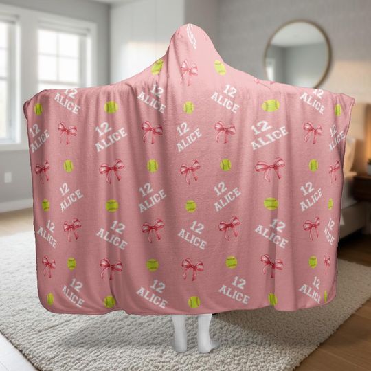 Discover Coquette Softball Hooded Blanket, Custom Softball Blanket, Softball Player Gift