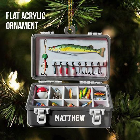 Discover Personalized Fishing Tackle Box Ornament - Acrylic Christmas Gift