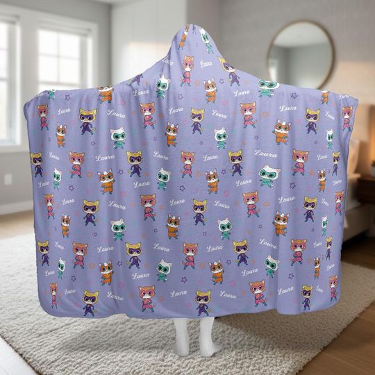 Discover Personalized Superkitties Hooded Blanket, Kids Wearable Blanket