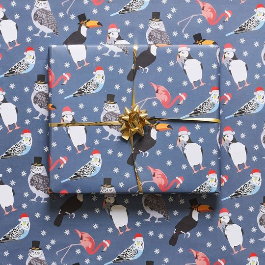 Tropical Christmas bird wrapping paper