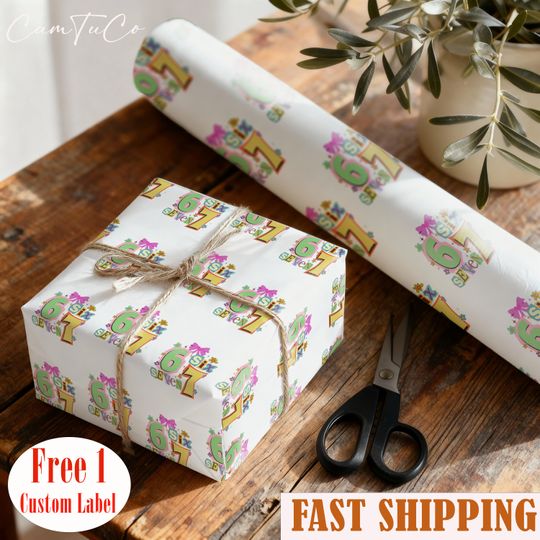 Discover Funny 67 Wrapping Paper, Six Seven Wrapping Paper, Trendy 6 7 Christmas Wrapping Paper, Viral 67  Wrapping Paper, Xmas Gifts