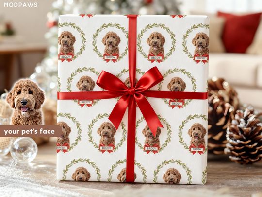 Discover Custom Wrapping Paper Using Pet Photo Personalized Dog Christmas Wrapping Paper Cat Gift Wrapping Pet Gift Wrap Birthday Wrapping Paper