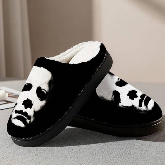 Michael Myers Fuzzy Slippers, Jason and Michael Horror Halloween Slippers, Horror Halloween Movie, Scary Halloween Movie House Shoes 03
