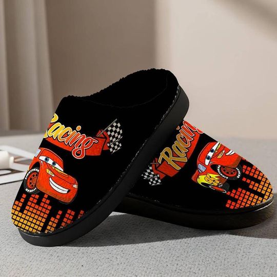 Discover Lightning McQueen Slipper, Disneyland McQueen Slipper, Disneworld Pixar Car Shirt, Checkered McQueen Tee, Disneyland Slipper 00