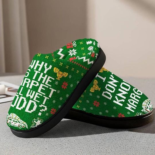 Discover National Lampoon's Christmas Vacation Ugly Slipper, I Don't Know Margo And Why is the Carpet All Wet Todd Slipper, Christmas Couple Gift 01