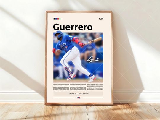 Discover Vladimir Guerrero Jr. Poster, Blue Jays Wall Art, MLB Print, Baseball Player Decor, Toronto Fan Gift, Sports Bedroom, Man Cave Artwork