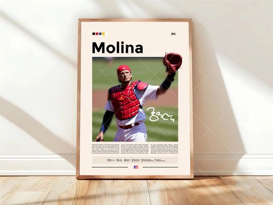 Discover Yadier Molina Poster, St. Louis Cardinals, Baseball Prints, Sports Poster, Baseball Player Gift, Baseball Wall Art, Sports Bedroom Posters