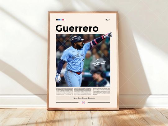 Discover Vladimir Guerrero Jr. Poster, Blue Jays Wall Art, MLB Print, Baseball Player Decor, Toronto Fan Gift, Sports Bedroom, Man Cave Artwork