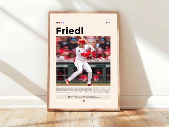 Discover TJ Friedl Poster, Cincinnati Reds Print, MLB Wall Art, Baseball Player Decor, Reds Fan Gift, Sports Bedroom, Man Cave Print