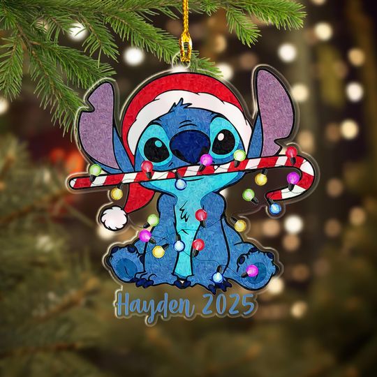 Discover Personalized Stitch Christmas Ornament, Disney Stitch Xmas Ornament Hanging, Customized Stitch 2025 Christmas Tree Decor Gift