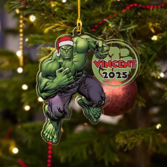 Personalized Hulk Christmas Ornament, Customized Hulk 2025 Christmas Tree Decor, Superhero Santa Christmas Ornament, Hulk Hero Xmas Gift